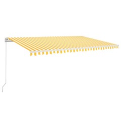 vidaXL Tenda da Sole Retrattile Manuale LED 350x250 cm Gialla e Bianca