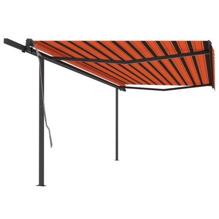 vidaXL Tenda Sole Retrattile Automatica con Pali 5x3m Arancio Marrone