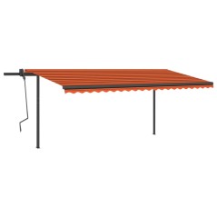 vidaXL Tenda Sole Retrattile Automatica con Pali 5x3m Arancio Marrone