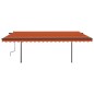 vidaXL Tenda Sole Retrattile Automatica con Pali 5x3m Arancio Marrone vidaXL Tenda Sole Retrattile Automatica con Pali 5x3m Arancio Marrone