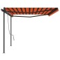 vidaXL Tenda Sole Retrattile Automatica con Pali 5x3m Arancio Marrone vidaXL Tenda Sole Retrattile Automatica con Pali 5x3m Arancio Marrone