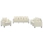 vidaXL Set di Divani 3 pz con Cuscini Crema in Velluto vidaXL Set di Divani 3 pz con Cuscini Crema in Velluto