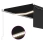 vidaXL Tenda da Sole Retrattile Manuale con LED 4x3 m Antracite vidaXL Tenda da Sole Retrattile Manuale con LED 4x3 m Antracite