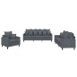 vidaXL Set di Divani 3 pz con Cuscini Grigio Scuro in Velluto