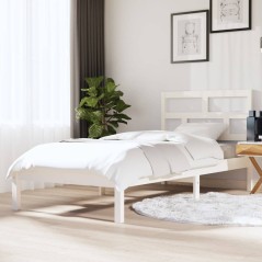 vidaXL Giroletto Bianco 90x190 cm Single in Legno Massello
