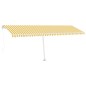 vidaXL Tenda da Sole Retrattile Manuale e LED 600x300cm Gialla Bianca vidaXL Tenda da Sole Retrattile Manuale e LED 600x300cm Gialla Bianca
