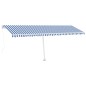 vidaXL Tenda da Sole Retrattile Manuale con LED 600x300cm Blu e Bianco vidaXL Tenda da Sole Retrattile Manuale con LED 600x300cm Blu e Bianco