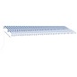vidaXL Tenda da Sole Retrattile Manuale con LED 600x300cm Blu e Bianco vidaXL Tenda da Sole Retrattile Manuale con LED 600x300cm Blu e Bianco
