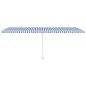 vidaXL Tenda da Sole Retrattile Manuale con LED 600x300cm Blu e Bianco vidaXL Tenda da Sole Retrattile Manuale con LED 600x300cm Blu e Bianco