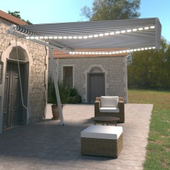 vidaXL Tenda da Sole Retrattile Manuale con LED 450x350 cm Blu Bianco