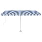 vidaXL Tenda da Sole Retrattile Manuale con LED 450x350 cm Blu Bianco vidaXL Tenda da Sole Retrattile Manuale con LED 450x350 cm Blu Bianco