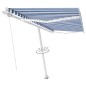 vidaXL Tenda da Sole Retrattile Manuale con LED 450x350 cm Blu Bianco vidaXL Tenda da Sole Retrattile Manuale con LED 450x350 cm Blu Bianco
