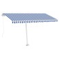 vidaXL Tenda da Sole Retrattile Manuale con LED 450x350 cm Blu Bianco vidaXL Tenda da Sole Retrattile Manuale con LED 450x350 cm Blu Bianco
