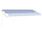 vidaXL Tenda da Sole Retrattile Manuale con LED 450x350 cm Blu Bianco vidaXL Tenda da Sole Retrattile Manuale con LED 450x350 cm Blu Bianco