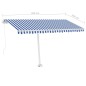 vidaXL Tenda da Sole Retrattile Manuale con LED 450x350 cm Blu Bianco vidaXL Tenda da Sole Retrattile Manuale con LED 450x350 cm Blu Bianco