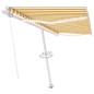 vidaXL Tenda da Sole Retrattile Manuale LED 450x350 cm Gialla Bianca vidaXL Tenda da Sole Retrattile Manuale LED 450x350 cm Gialla Bianca