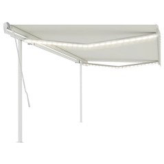 vidaXL Tenda da Sole Retrattile Manuale con LED 5x3,5 m Crema