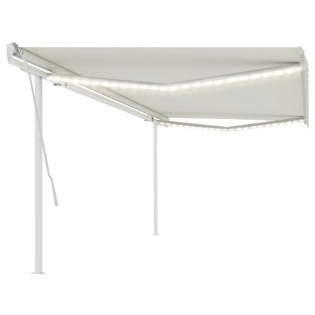vidaXL Tenda da Sole Retrattile Manuale con LED 5x3,5 m Crema