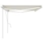 vidaXL Tenda da Sole Retrattile Manuale con LED 5x3,5 m Crema vidaXL Tenda da Sole Retrattile Manuale con LED 5x3,5 m Crema