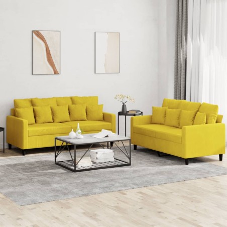vidaXL Set di Divani 2 pz con Cuscini giallo in Velluto