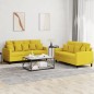vidaXL Set di Divani 2 pz con Cuscini giallo in Velluto vidaXL Set di Divani 2 pz con Cuscini giallo in Velluto