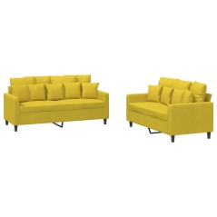 vidaXL Set di Divani 2 pz con Cuscini giallo in Velluto
