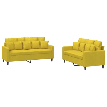 vidaXL Set di Divani 2 pz con Cuscini giallo in Velluto