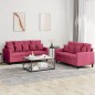 vidaXL Set di Divani 2 pz con Cuscini Rosso Vino in Velluto vidaXL Set di Divani 2 pz con Cuscini Rosso Vino in Velluto