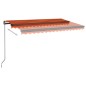 vidaXL Tenda da Sole Manuale con LED 400x350 cm Arancione e Marrone vidaXL Tenda da Sole Manuale con LED 400x350 cm Arancione e Marrone