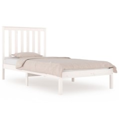 vidaXL Giroletto in Legno Massello Bianco 75x190 cm Small Single