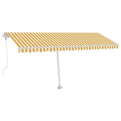 vidaXL Tenda Automatica Sensore Vento e LED 500x300 cm Gialla Bianca