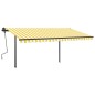 vidaXL Tenda da Sole Retrattile Manuale con LED 5x3,5 m Gialla Bianca vidaXL Tenda da Sole Retrattile Manuale con LED 5x3,5 m Gialla Bianca