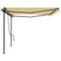 vidaXL Tenda da Sole Retrattile Manuale con LED 5x3,5 m Gialla Bianca vidaXL Tenda da Sole Retrattile Manuale con LED 5x3,5 m Gialla Bianca