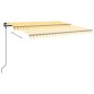 vidaXL Tenda da Sole Retrattile Manuale con LED 5x3,5 m Gialla Bianca vidaXL Tenda da Sole Retrattile Manuale con LED 5x3,5 m Gialla Bianca