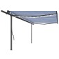 vidaXL Tenda da Sole Retrattile Manuale con LED 5x3,5 m Blu e Bianca vidaXL Tenda da Sole Retrattile Manuale con LED 5x3,5 m Blu e Bianca
