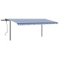 vidaXL Tenda da Sole Retrattile Manuale con LED 5x3,5 m Blu e Bianca vidaXL Tenda da Sole Retrattile Manuale con LED 5x3,5 m Blu e Bianca