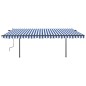 vidaXL Tenda da Sole Retrattile Manuale con LED 5x3,5 m Blu e Bianca vidaXL Tenda da Sole Retrattile Manuale con LED 5x3,5 m Blu e Bianca