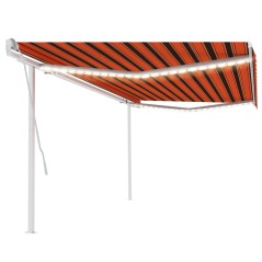 vidaXL Tenda da Sole Retrattile Manuale LED 5x3 m Arancione Marrone