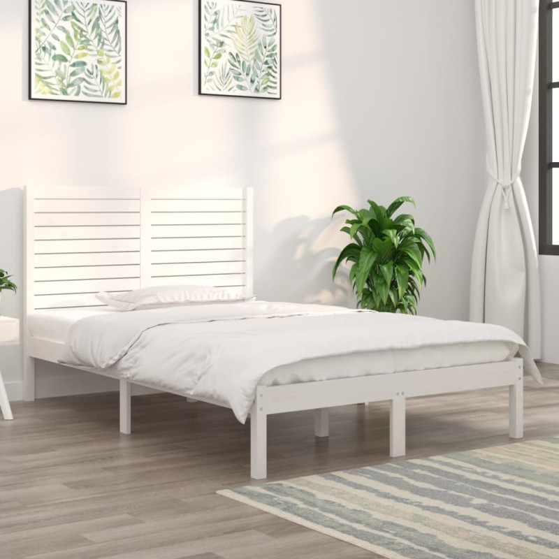 vidaXL Giroletto Bianco in Legno Massello 120x190 cm Small Double vidaXL Giroletto Bianco in Legno Massello 120x190 cm Small Double
