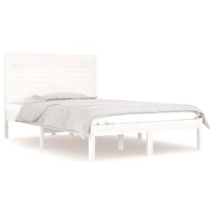 vidaXL Giroletto Bianco in Legno Massello 120x190 cm Small Double