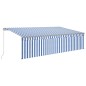 vidaXL Tenda Sole Retrattile Manuale con LED 5x3m Blu e Bianco vidaXL Tenda Sole Retrattile Manuale con LED 5x3m Blu e Bianco