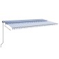 vidaXL Tenda da Sole Retrattile Manuale con LED 600x350 cm Blu Bianco