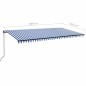 vidaXL Tenda da Sole Retrattile Manuale con LED 600x350 cm Blu Bianco