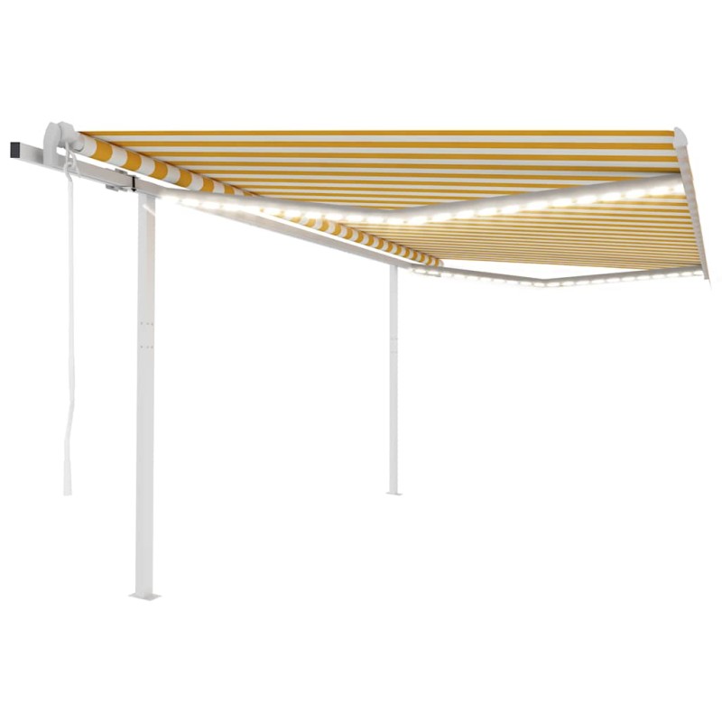 vidaXL Tenda Automatica con Sensore Vento LED 4x3 m Gialla e Bianca