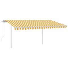 vidaXL Tenda Automatica con Sensore Vento LED 4x3 m Gialla e Bianca