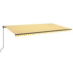 vidaXL Tenda da Sole Retrattile Manuale LED 600x350 cm Giallo Bianco