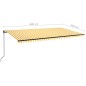 vidaXL Tenda da Sole Retrattile Manuale LED 600x350 cm Giallo Bianco