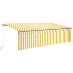 vidaXL Tenda Sole Retrattile Manuale Parasole LED 5x3m Gialla Bianca