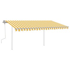 vidaXL Tenda da Sole Retrattile Manuale con LED 4,5x3,5m Gialla Bianca