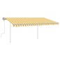 vidaXL Tenda da Sole Retrattile Manuale con LED 4,5x3,5m Gialla Bianca vidaXL Tenda da Sole Retrattile Manuale con LED 4,5x3,5m Gialla Bianca